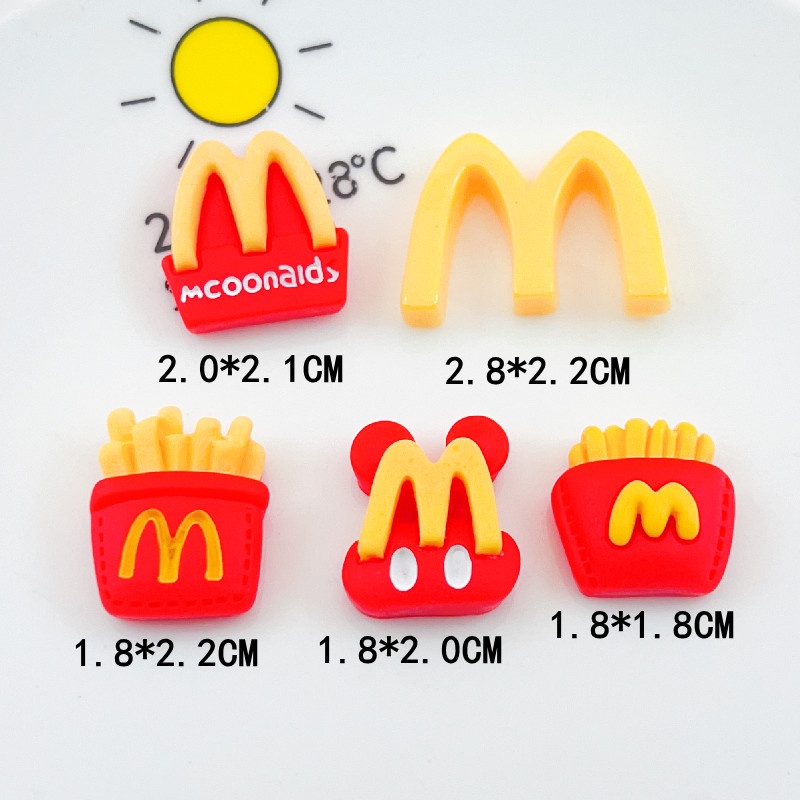 [2 #] Jibbitz Crocs แผ่นกาว ลายตัวอักษร McDonald's Fries แฮนด์เมด DIY อุปกรณ์เสริม สําหรับรองเท้า QP
