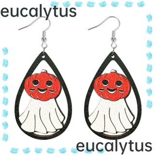 Eucalytus1 ต่างหูห้อย อะคริลิค ทรงกลม ลายฟักทอง สีดํา เครื่องประดับ สําหรับปาร์ตี้ฮาโลวีน