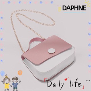 Daphne กระเป๋าสะพายไหล่ กระเป๋าถือ หนัง PU แต่งสายโซ่ ขนาดเล็ก