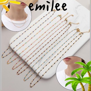 Emilee สร้อยคอ สร้อยข้อมือโซ่ สเตนเลส เคลือบสีทอง บอล สําหรับผู้หญิง