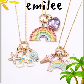 Emilee เครื่องประดับเด็ก ของขวัญ ไอศกรีม จี้สร้อยคอสายรุ้ง ผู้ชาย ผู้หญิง สร้อยคอมิตรภาพ