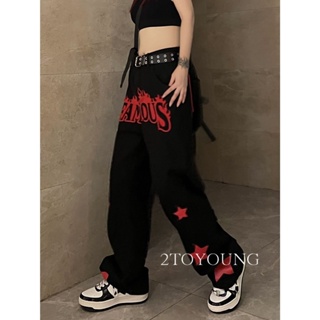 2TOYOUNG Moon กางเกงขายาว คาร์โก้ กางเกง เชือกอเมริกันคลาสิค Cargo pants 2023 NEW 080227 สไตล์เกาหลี Korean Style สบาย fashion A20M004 36Z230909