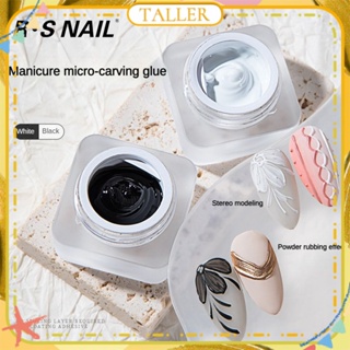 พร้อมส่ง Stcok Rsnail Micro-carving Nail Polish Gel With Brush Black White Wash-free 3D Painting Flower Phototherapy Glue Nail Art For Nail Shop 5g TALLER