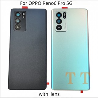 เคสแบตเตอรี่กระจก ด้านหลัง พร้อมกาวเลนส์กล้อง สําหรับ OPPO Reno6 Pro 5G Reno 6 Pro