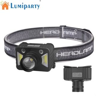 Lumiparty Cob ไฟหน้า Led กันน้ํา ซูมได้ สว่างมาก ไฟฉายติดหัว ไฟฉายตกปลา กลางแจ้ง