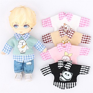 Bjdob11 เสื้อกันหนาว ลายสก๊อต คอปกตุ๊กตา 1/12