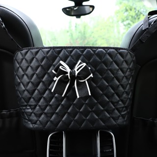 New Car Seat Storage Pocket Car Multifunction Bow Leather Bag Pocket Car Storage Can Storage Hanging Bag Car storage  car  interior accessorie