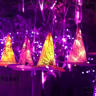 Yunhi หมวกแม่มด ผ้าโพลีเอสเตอร์ สีส้ม สําหรับแขวนตกแต่งบ้าน ปาร์ตี้ฮาโลวีน 8 ชิ้น