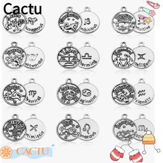 Cactu จี้ป้ายราศี อัลลอย รูปกลุ่มดาว สไตล์ทิเบตโบราณ สีเงิน สําหรับสร้อยคอ สร้อยข้อมือ 5 ชุด 60 ชิ้น