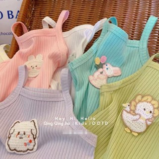 Girls knitting sling summer candy color foreign style vest online celebrities are popular with childrens summer vest