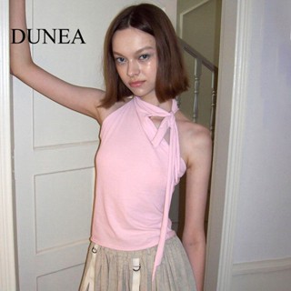 Dunea เสื้อกล้าม เปิดไหล่ข้างเดียว ออกแบบใหม่ ฉลุลาย แฟชั่นฤดูร้อน สําหรับผู้หญิง