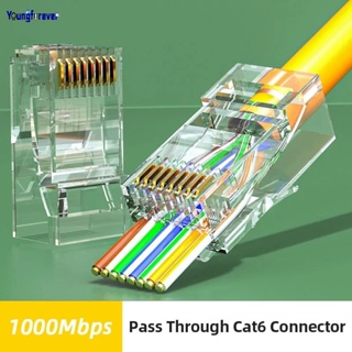 Serpoo CAT6 ปลั๊กเชื่อมต่อเครือข่าย ผ่าน RJ45 ชุบทอง 1000Mbps 1.02 มม. 10 ชิ้น 30 ชิ้น 50 ชิ้น สําหรับสายเคเบิลอีเธอร์เน็ต