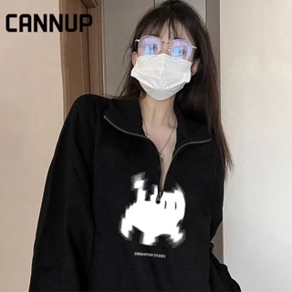 Cannup เสื้อผ้าผู้ญิง แขนยาว เสื้อฮู้ด คลุมหญิง สไตล์เกาหลี แฟชั่น A28J13Y