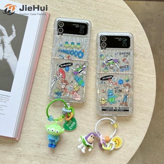 Jiehui เคสโทรศัพท์มือถือ PC แบบแข็ง ลาย Toy Story และจี้ระลอกน้ํา สําหรับ Samsung Z Flip4 Z Flip3