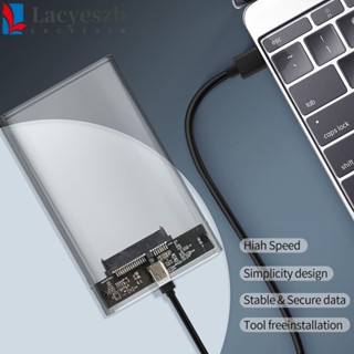 Lacyeszb กล่องฮาร์ดไดรฟ์ภายนอก HDD Type-C 3.1 ไม่มีสกรู 2.5 นิ้ว USB 3.0