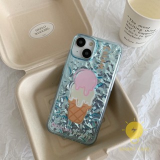 For เคสไอโฟน 14 Pro Max [Shining Ice Cream] เคส Phone Case For iPhone 14 Pro Max Plus 13 12 11 For เคสไอโฟน11 Ins Korean Style Retro Classic Couple Shockproof Protective TPU Cover Shell