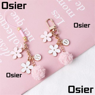 Osier1 พวงกุญแจ จี้ตัวอักษร ขนเฟอร์บอล ของขวัญ