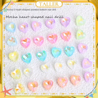 ✧Ready Stcok 20pcs Nail Art Glass Pointed Bottom Drill Jewelry Mocha Love Peach Hearts Heaps Of Diamond Nail Decoration Manicure Tool For Nail Shop TALLER