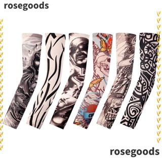 Rosegoods1 ขายดี ปลอกแขน ยืดหยุ่น ป้องกันแดด สําหรับขี่จักรยาน กลางแจ้ง 6 ชิ้น