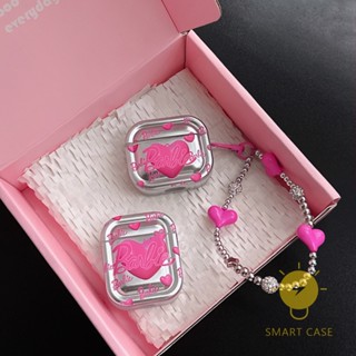 Pink Plating Heart Graceful Case For AirPods Pro2 / Pro / 3 / 2 / 1 Shockproof Charging Box Silicone Soft Cover