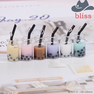 Bliss จี้เรซิ่น รูปขวดชานมไข่มุก ขนาด 28*10 มม. แฮนด์เมด หลากสี สําหรับทําเครื่องประดับ สร้อยคอ ต่างหู สร้อยข้อมือ