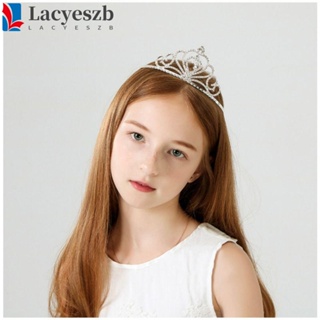 Lacyeszb มงกุฎวันเกิด, โลหะผสมทอง หัวใจ พลอยเทียม มงกุฎ, เครื่องประดับหรูหรา สําหรับเด็กผู้หญิง พร้อมหวี สีเงิน เด็กผู้หญิง