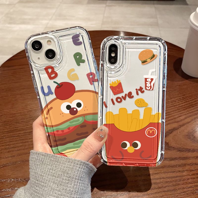 สำหรับ for iPhone 16 11 13 14 15 12 Pro Max 6 7 8 Plus X XR XS MAX SE เคสนิ่มใสถุงลมนิรภัยกันกระแทกการ์ตูนน่ารัก