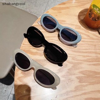 Shakangcool Ins แว่นตากันแดด ทรงวงรี ประดับหมุด สไตล์เรโทร สีฟ้า แฟชั่นยอดนิยม สําหรับผู้ชาย ผู้หญิง