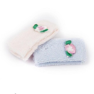 Dollhouse Miniature Bathroom Accessory Set of 2 Towels Pink &amp; Blue Flower towel Clearance sale