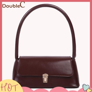 【Double C 】✿   กระเป๋าสะพายไหล่ กระเป๋าถือ หนัง PU แบบนิ่ม สีพื้น สไตล์วินเทจ สําหรับสตรี