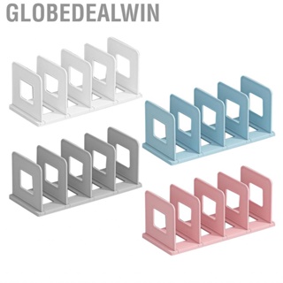 Globedealwin Book Organizer File Holder PP Minimalist Vertical 4 Slots Sorter for Classroom Office Desktop Home