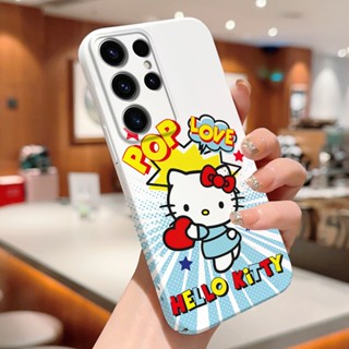 เคสโทรศัพท์มือถือ PC แข็ง กันรอยกล้อง ลายการ์ตูนคิตตี้ แมวน่ารัก สําหรับ Samsung S21 S22 Plus S22 Ultra S23 Plus S23 Ultra S20 FE Note 10 Plus