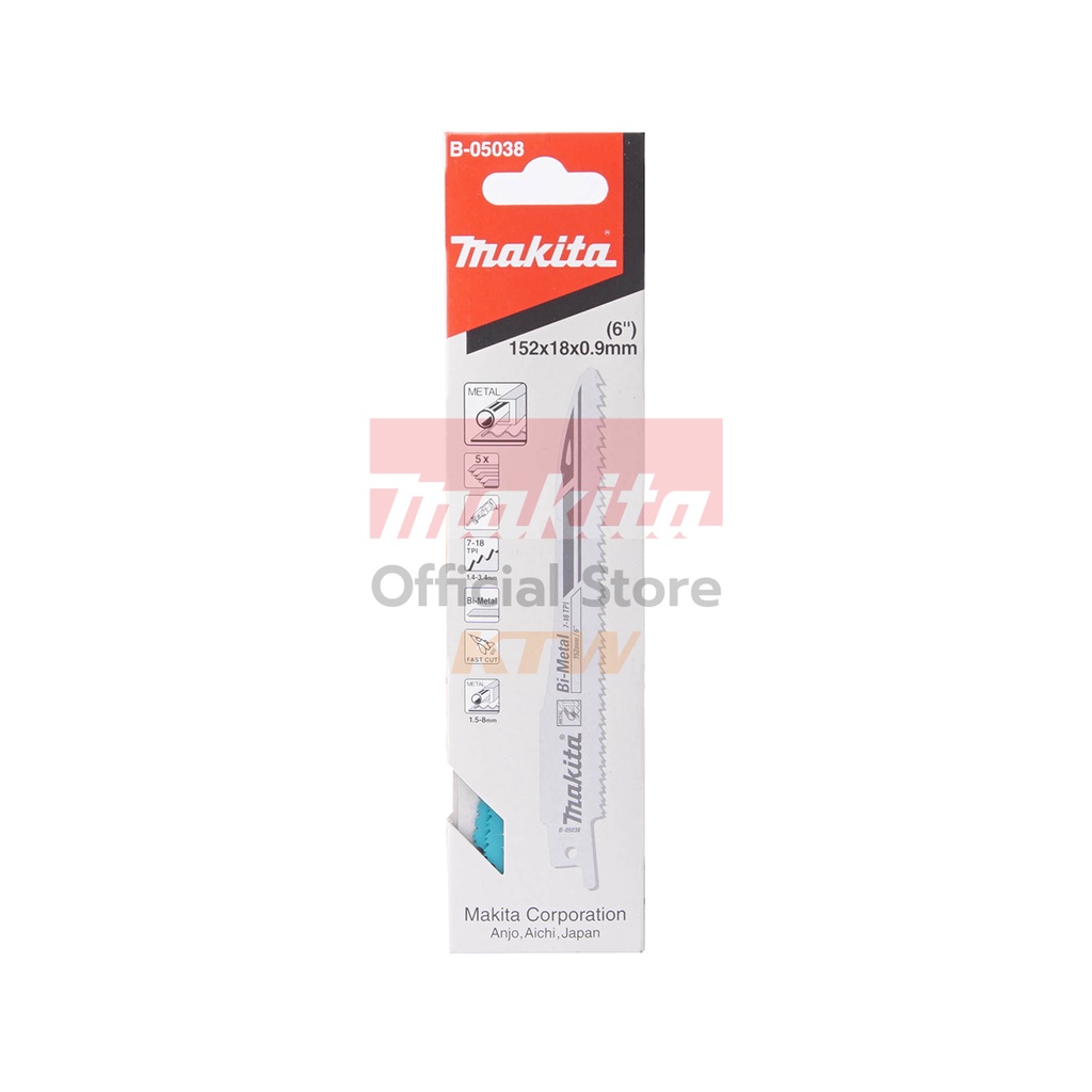 MAKITA มากีต้า MPB-05038 อะไหล่ JR3050T ใบเลื่อย 7-18T(5PCS/1PAC) RECIPRO SAW BLADE 7-18T (5PCS/1PAC