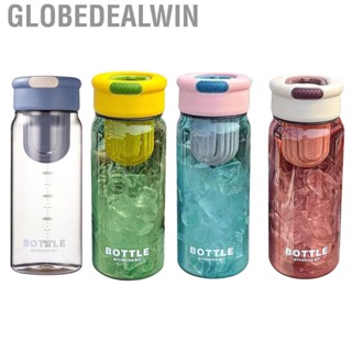 Globedealwin Student Handy Cup  Clear Body Plastic Water Bottle Built in  Strainer for Office