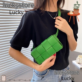 Lucky กระเป๋าสะพายไหล่ กระเป๋าถือ หนัง PU ลายสก๊อต สไตล์วินเทจ สําหรับสตรี