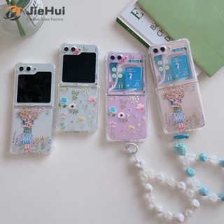 Jiehui เคสโทรศัพท์มือถือ ลายดอกไม้ สีบลอสซัล ขนาดเล็ก สําหรับ Samsung Z Flip5 Z Flip4 Z Flip3