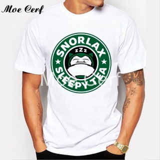 ลดกระหน่ํา เสื้อยืดลําลอง แขนสั้น พิมพ์ลายการ์ตูนโปเกม่อน Snorl Sleep Tea Letter สร้างสรรค์ สําหรับผู้ชาย 626775