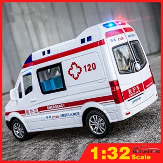 Klt โมเดลรถยนต์เบนซ์ 1:32 Ambulance 120 โลหะผสม ของเล่นสําหรับเด็กผู้ชาย