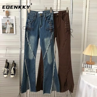 EOENKKY  กางเกงขายาว กางเกงยีสน์ผู้หญิง ทรงหลวม ๆ ตรง Retro Hip Hop Pants 2023 NEW Style  Chic พิเศษ รุ่นใหม่ ทันสมัย A97L854 36Z230909