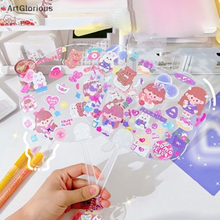 Art พัดสติกเกอร์ใส ลายการ์ตูนอนิเมะ Kawaii น่ารัก แฮนด์เมด DIY สําหรับเด็ก 1 ชุด