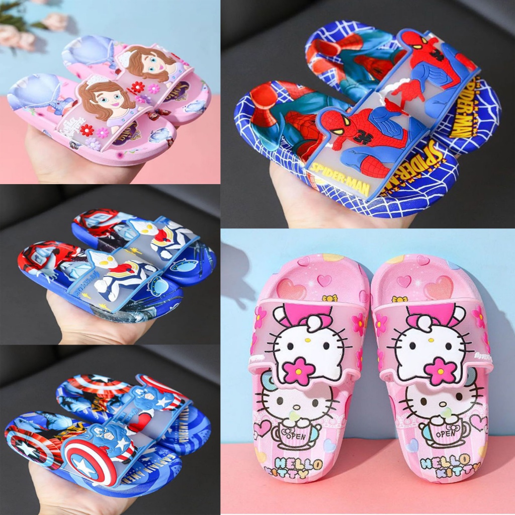 รองเท้าแตะเด็กน่ารัก ลายอนิเมะ สําหรับชายหาด Flip Flops