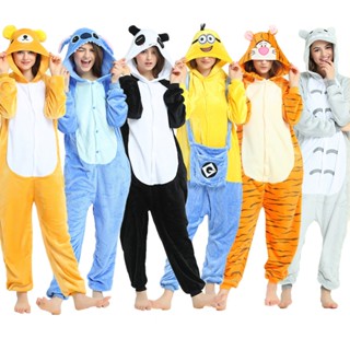 Kigurumi ชุดนอนคอสเพลย์ การ์ตูน Stitch Panda Tiger Totoro Pikachu Minion น่ารัก