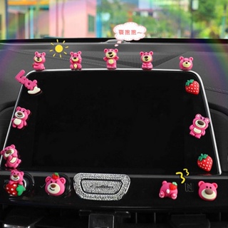 Cute Strawberry Bear Car Decoration Trending Cartoon Car Accessories Car Center Console Display Decoration Accessories QMeB