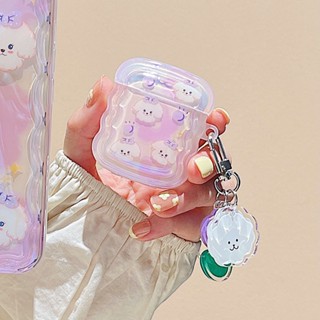 เคสหูฟังบลูทูธ ลายสุนัข ดอกทิวลิปน่ารัก พร้อมจี้ห้อย สําหรับ Airpods 3 1 2 Pro 2