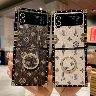 เคสโทรศัพท์มือถือหนัง ฝาพับ พร้อมขาตั้ง สไตล์คลาสสิก สําหรับ Samsung Galaxy Z Flip 4 Z Flip4 Flip