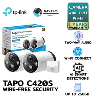 COINSคืน15%⚡FB9JMZV6⚡ TP-LINK TAPO C420S2 SMART WIRE-FREE SECURITY CAMERA SYSTEM กล้องวงจรปิด 2K QHD รับประกัน 1ปี