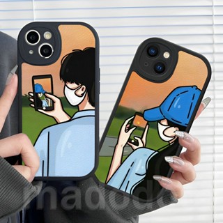 Casing Redmi 12C A1 A2 10 10C 10A 9A 9C 9T Note 12 11 11S 10S 9S 9 Pro 8 7 2022 4G 5G POCO X5 X3 NFC K20 10T ins Cute Simple Couple soft Case Oval Cartoon Boy Girl Fine Hole Lens Protection back Cover XPN 53