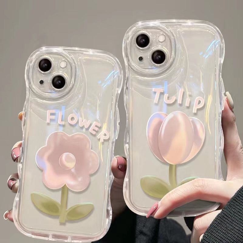 เคสโทรศัพท์มือถือซิลิโคน TPU ใส แบบนิ่ม ลายดอกไม้ สําหรับ iPhone 15 14 13 12 Pro Max 11 XS XR X 8 7 Plus
