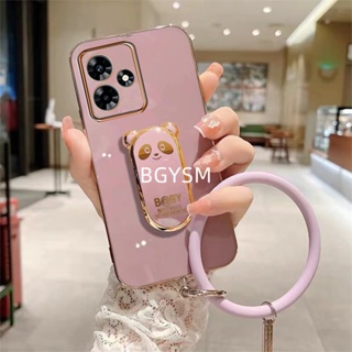 พร้อมส่ง เคสโทรศัพท์มือถือ ป้องกัน ปิดด้านหลัง ลายหมีน่ารัก พร้อมขาตั้ง สําหรับ Realme C51 NFC C53 2023