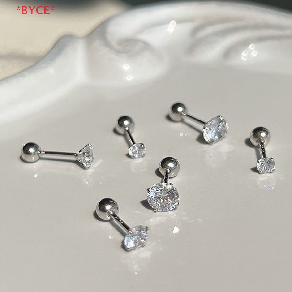 Byce> ใหม่ ต่างหูสตั๊ด สเตนเลส ประดับเพทายคริสตัล 3 4 5 มม. สําหรับผู้หญิง 1 คู่